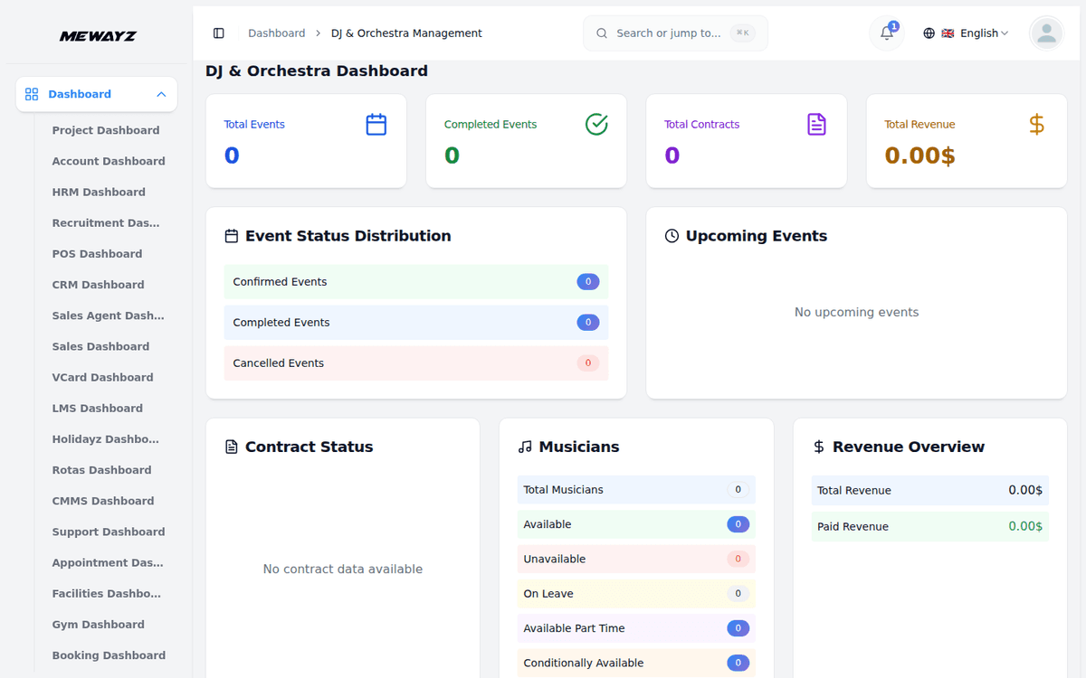 Mewayz Entertainment dashboard for entertainment & venues