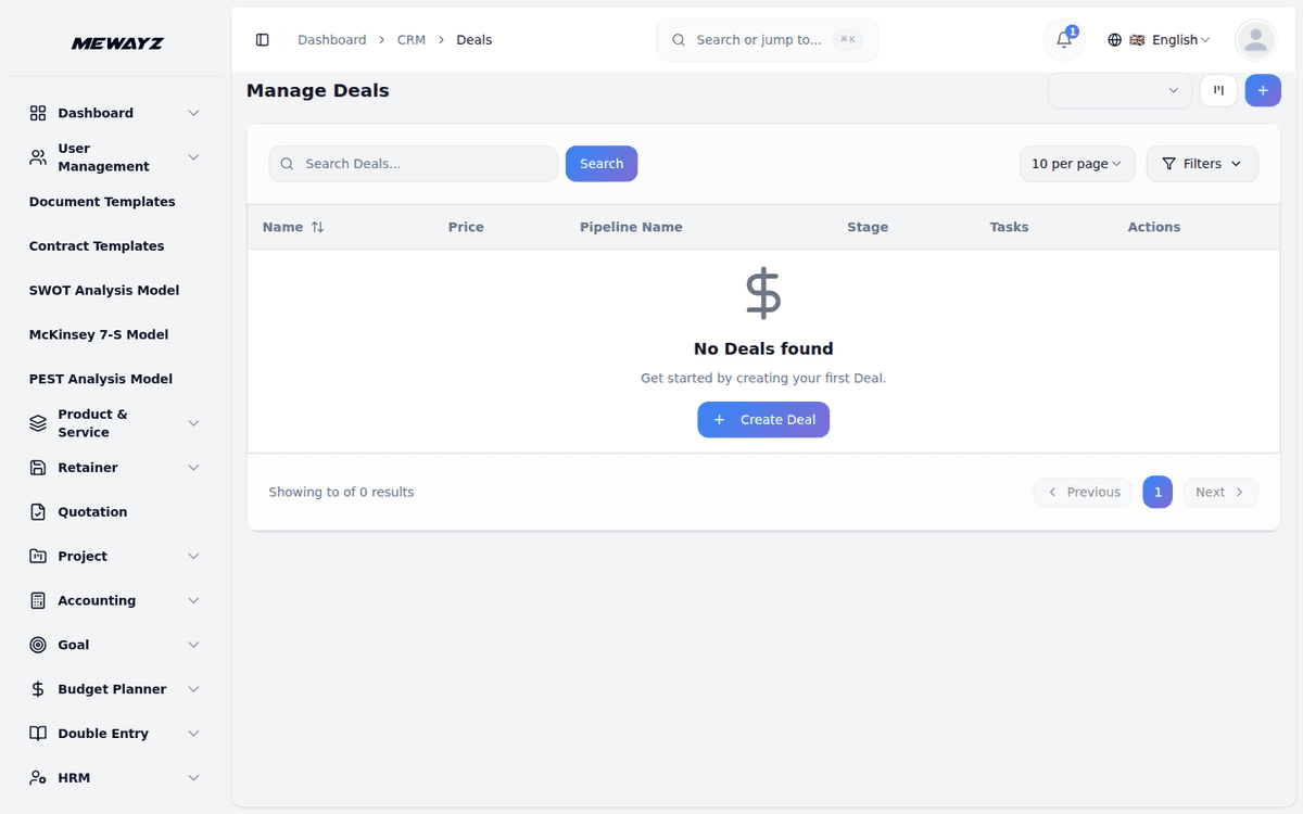 Mewayz CRM & Sales — Deal pipeline