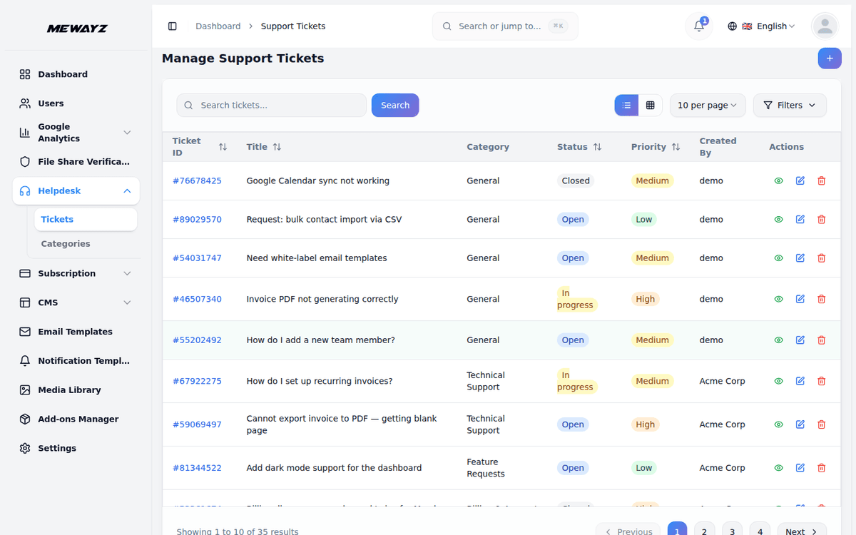Mewayz Client support management