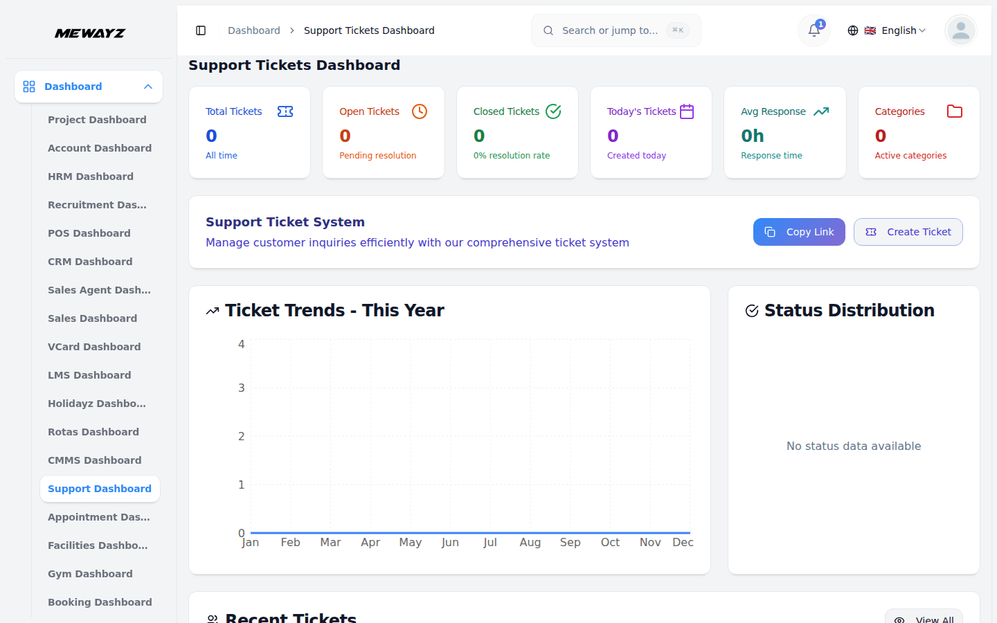 Mewayz support tickets — full queue with CRM history attached
