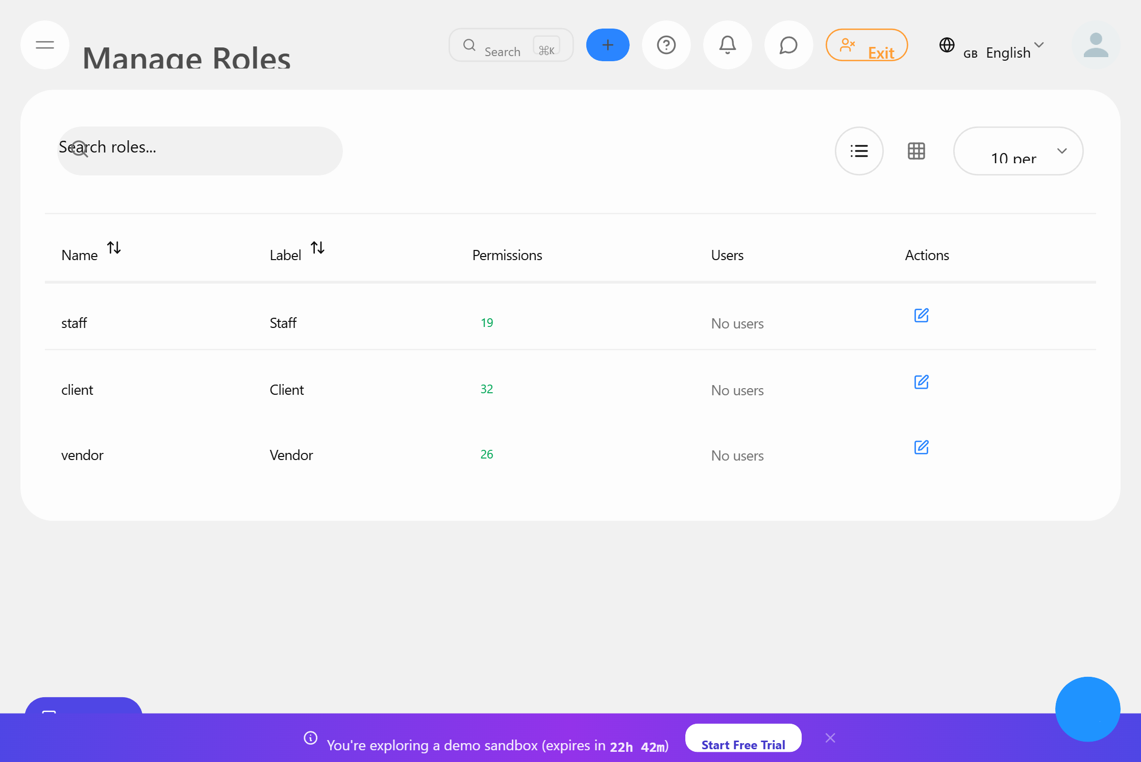 Funções & Permissões