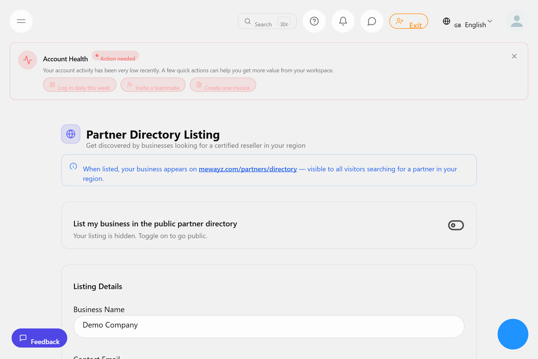 Partnerverzeichnis für das Wiederverkäufernetzwerk