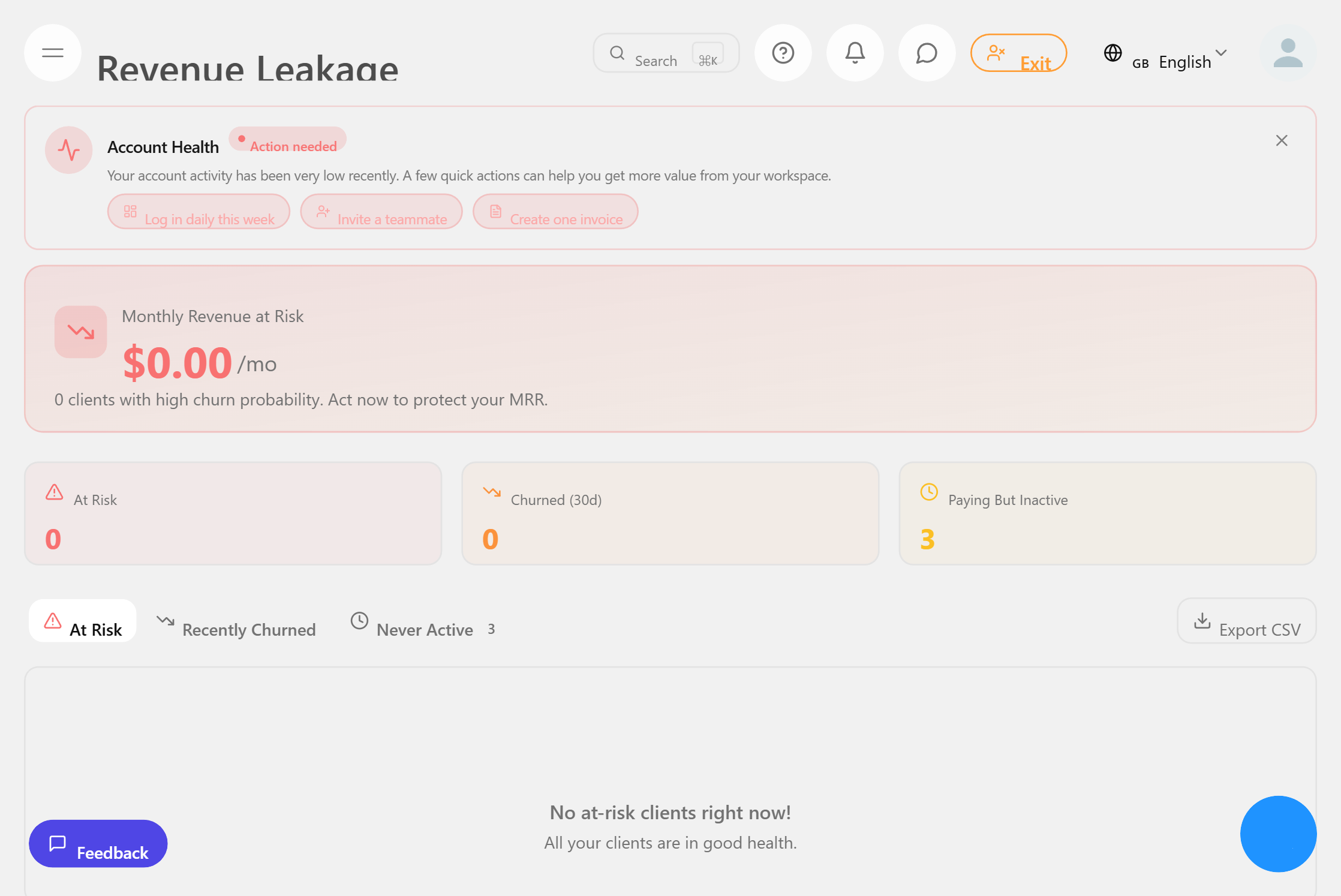 Erkennung von und Warnungen zu Revenue Leakage